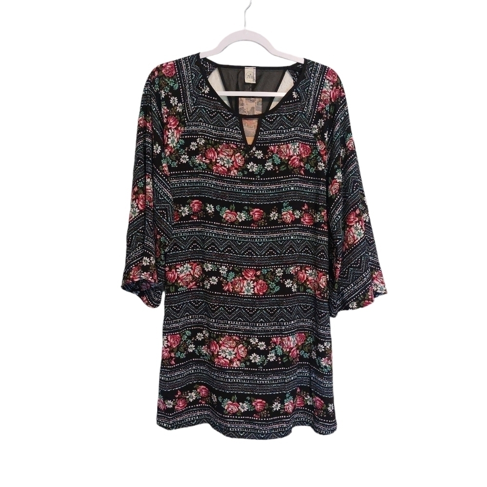 Paper Crane Long Bell Sleeve Floral Print Midi Dress- size M